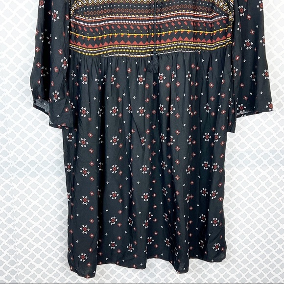 NWT Mlle Gabrielle Black Boho Printed Babydoll Dress - Picture 3 of 10